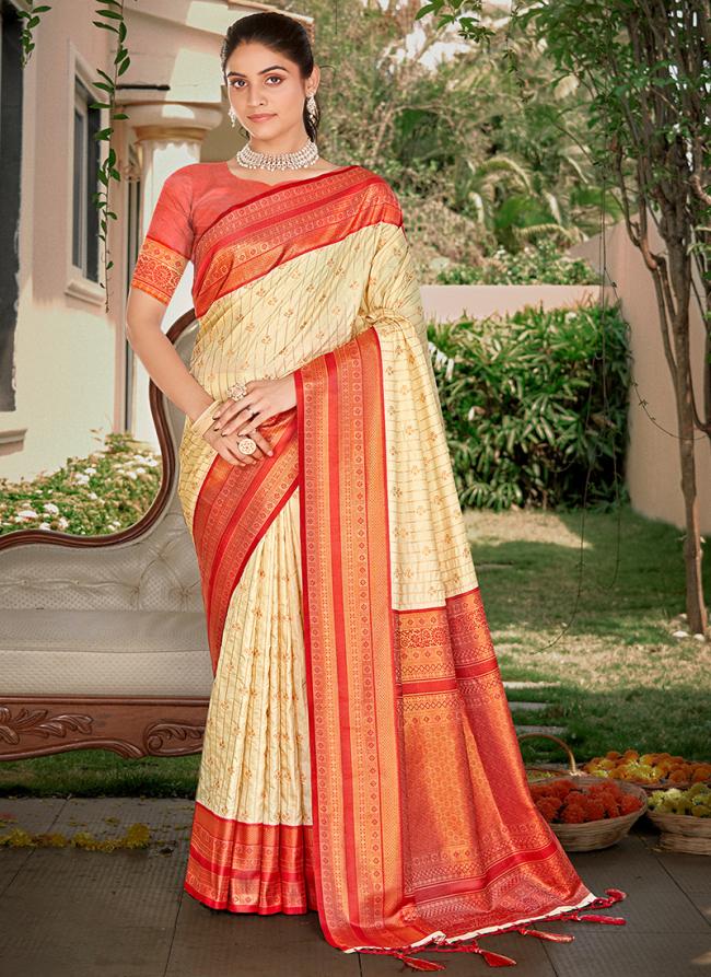 Silk White Festival Wear Weaving Saree